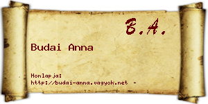 Budai Anna névjegykártya